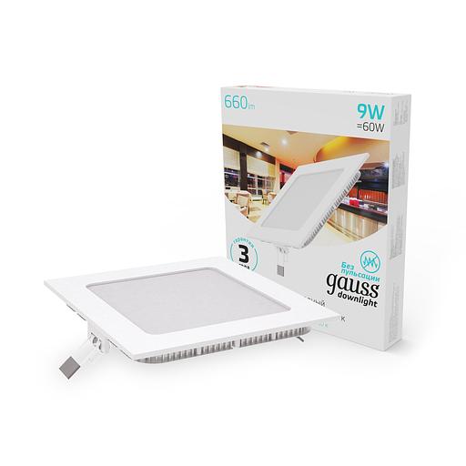 Светильник светодиодный встраиаемый LED ДВО 9 Вт 660 Лм 4000К IP20 145х145х22 мм монт разм 130 х 130 мм Slim Gauss Gauss 940111209 фото 2