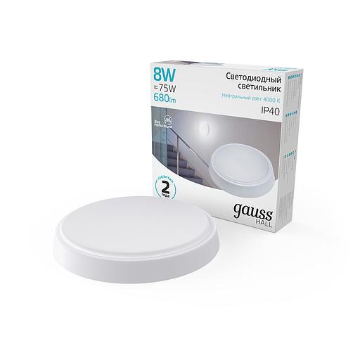 Светильник светодиодный накладной LED ДБП 8 Вт 680 Лм 4000К d135х32 мм IP40 круг HALL Gauss Gauss 193411208 фото 2
