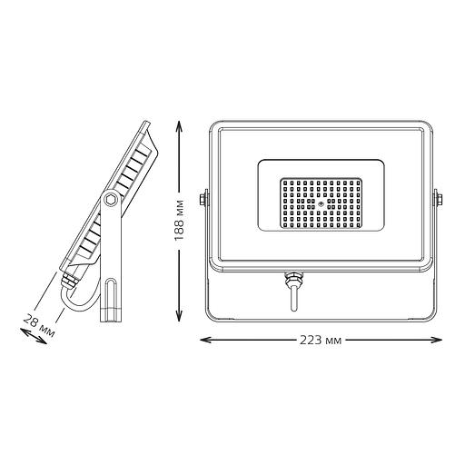 Прожектор светодиодный LED ДО 50 Вт 6000 Лм 6500К IP65 223х28х188 мм Qplus Gauss Gauss 613511350 фото 5