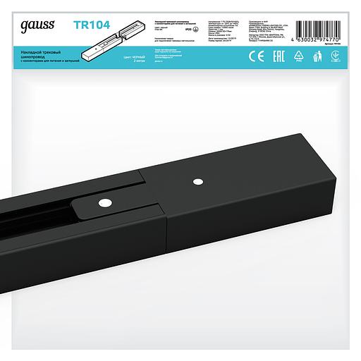 Шинопровод накладной 2м черный (с адаптером питания и заглушкой) однофазный Gauss Gauss TR104 фото 4