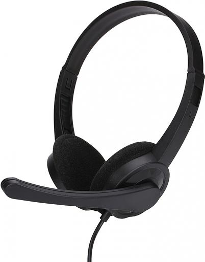 Наушники с микрофоном Оклик HS-M600 черный/черный 1.6м накладные оголовье (1900372) фото 1