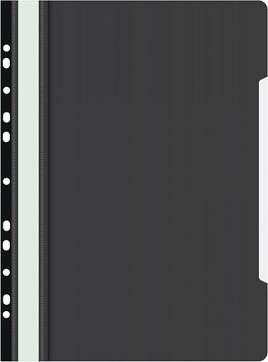 Папка-скоросшиватель Бюрократ PS-P20BLCK A4 прозрач.верх.лист боков.перф. пластик черный фото 1