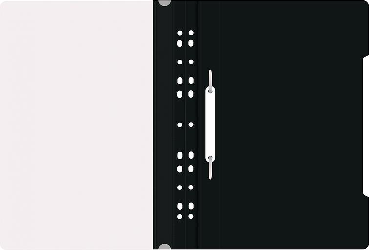 Папка-скоросшиватель Бюрократ PS-P20BLCK A4 прозрач.верх.лист боков.перф. пластик черный фото 2