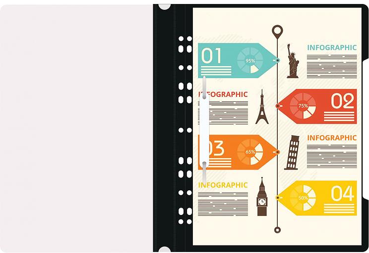 Папка-скоросшиватель Бюрократ PS-P20BLCK A4 прозрач.верх.лист боков.перф. пластик черный фото 5