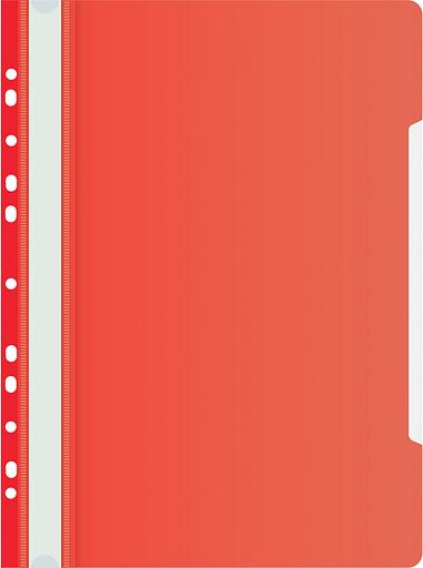 Папка-скоросшиватель Бюрократ PS-P20RED A4 прозрач.верх.лист боков.перф. пластик красный фото 1
