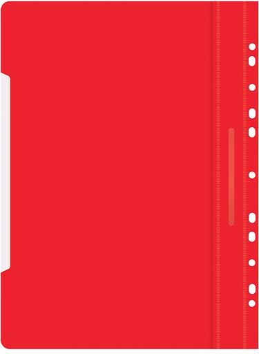 Папка-скоросшиватель Бюрократ PS-P20RED A4 прозрач.верх.лист боков.перф. пластик красный фото 3