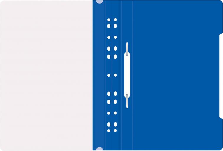 Папка-скоросшиватель Бюрократ PS-P20BLU A4 прозрач.верх.лист боков.перф. пластик синий фото 2