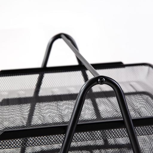 Лоток горизонтальный Deli E9181 для бумаг 350х278х275мм черный металл сетка фото 6