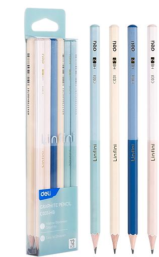 Карандаш ч/г Deli EC031-HB HB ассорти 4цв. (12шт) фото 1