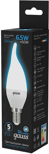 Лампа светодиодная Gauss 104101307 6.5Вт цок.:E14 свеча 220B 6500K св.свеч.бел.хол. (упак.:10шт) фото 4