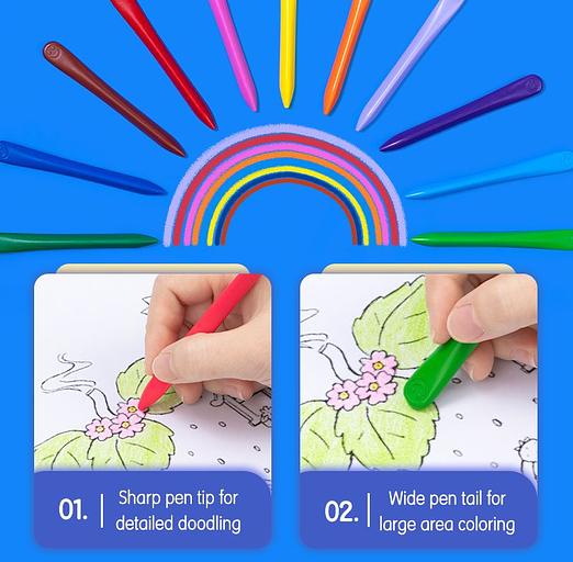 Мелки пластик. Deli EC222-24 трехгр. 24цв. (24шт) пласт.туб. гол. фото 2