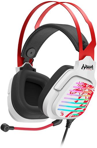 Наушники с микрофоном A4Tech Bloody G560 белый/красный 2м мониторные оголовье (G560 NARAKA) фото 1