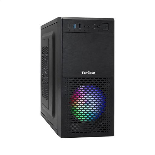 Exegate EX296388RUS Корпус Minitower ExeGate mEVO-7807-XP400 (mATX, БП XP400 с вент. 12см, 1*USB+1*USB3.0, черный, 1 вент. 12см с RGB подсветкой) фото 1