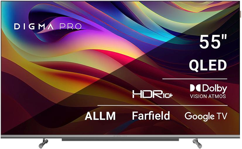 Телевизор QLED Digma Pro 55" QLED 55L Android TV Frameless черный/серебристый 4K Ultra HD 120Hz HSR DVB-T DVB-T2 DVB-C DVB-S DVB-S2 USB WiFi Smart TV фото 1