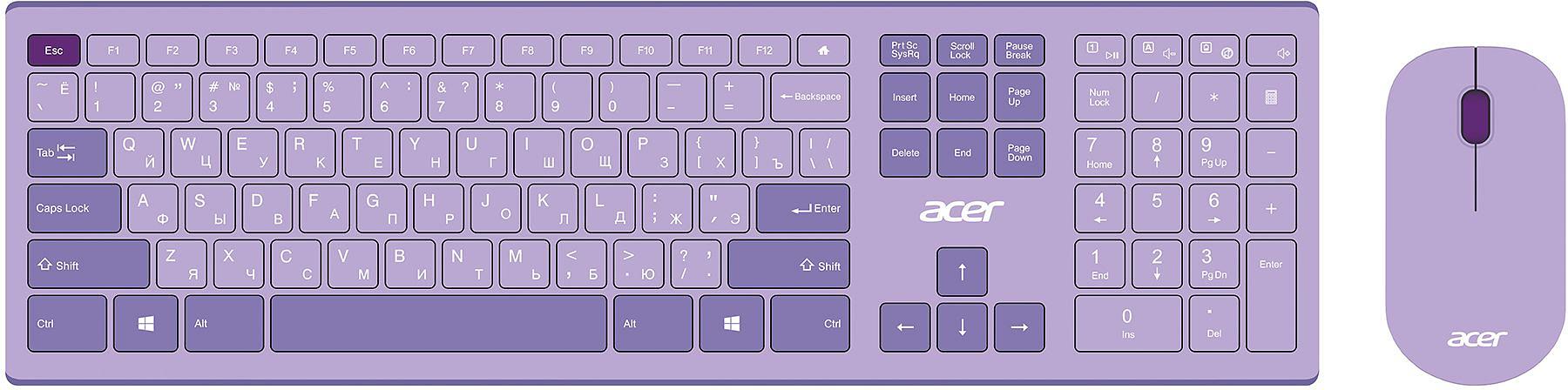 Клавиатура + мышь Acer OCC205 клав:фиолетовый мышь:фиолетовый USB беспроводная slim (ZL.ACCEE.00D) фото 1