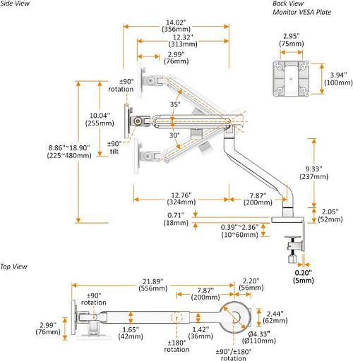 Кронштейн для мониторов Ultramounts UM725B черный 17"-32" макс.9кг крепление к столешнице поворот и наклон фото 5