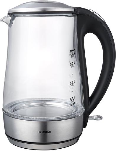 Чайник электрический Hyundai HYK-G8406 1.7л. 2200Вт прозрачный/черный (корпус: нержавеющая сталь) фото 2