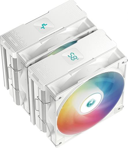Кулер для процессора DEEPCOOL AG620 DIGITAL WH ARGB LGA1700/1200/115X/AM5/AM4 (8шт/кор, TDP 260W, PWM, DUAL Fan 120mm, 6 тепл. трубок, белый) RET (AG620 DIGITAL WH ARGB) фото 3