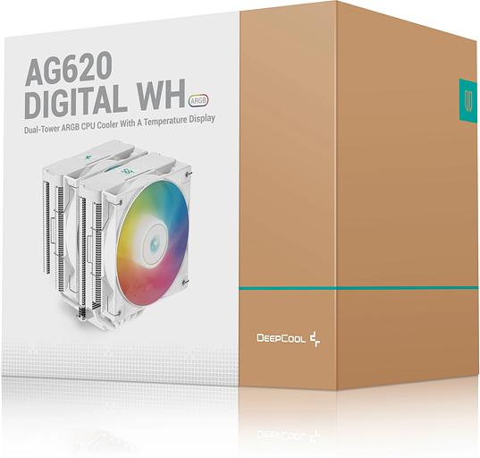 Кулер для процессора DEEPCOOL AG620 DIGITAL WH ARGB LGA1700/1200/115X/AM5/AM4 (8шт/кор, TDP 260W, PWM, DUAL Fan 120mm, 6 тепл. трубок, белый) RET (AG620 DIGITAL WH ARGB) фото 10