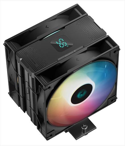 Кулер для процессора DEEPCOOL AG400 DIGITAL PLUS LGA1700/1200/115X/AM5/AM4 (9шт/кор, TDP 220W, PWM, DUAL ARGB Fan 120mm, 4 тепл. трубки, черный) RET (AG400 DIGITAL PLUS) фото 2