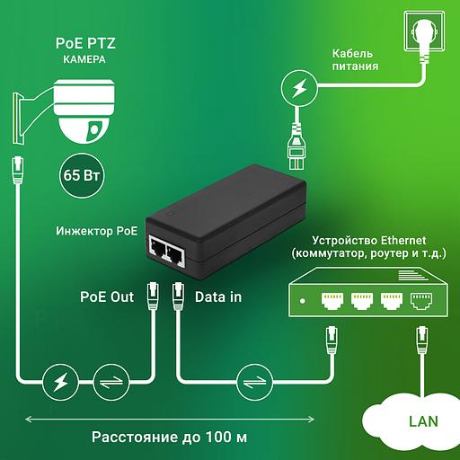 Инжектор PoE Digma DNP65W52GTXP 10/100/1000BASE-T 65Вт 100-240В(АС) фото 3