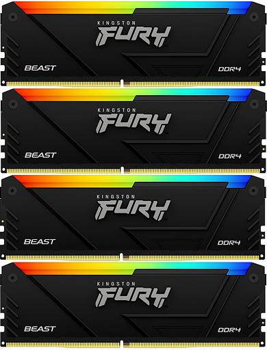 Память DDR4 4x8GB 3200MHz Kingston KF432C16BB2AK4/32 Fury Beast Black RGB RTL PC4-25600 CL16 DIMM 288-pin 1.35В dual rank Ret фото 1