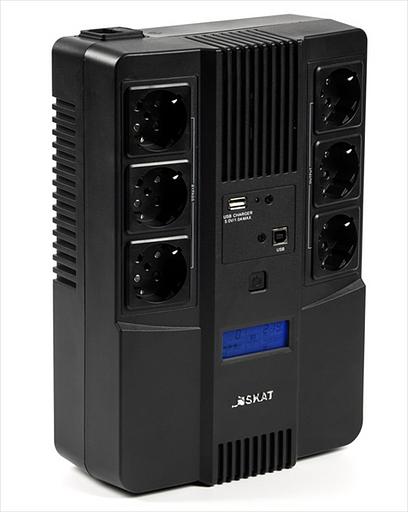 Источник бесперебойного питания (8935) Бастион SKAT-UPS AI 800ВА/480Вт/line-interactive/АКБ 9Ачx1/ 3xSchuko 3xSchuko/Дисплей/3 л.г. (SKAT-UPS 800 AID) фото 1