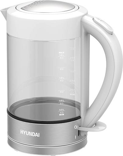 Чайник электрический Hyundai HYK-G9990 1.6л. 2000Вт белый/серебристый (корпус: стекло) фото 2