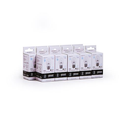 Лампа светодиодная Gauss Elementary 8Вт цок.:E27 шар 220B 6500K св.свеч.бел.хол. (упак.:1шт) (53238) фото 4