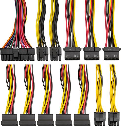 Блок питания 500W ExeGate 500PPE (ATX, APFC, PC, 80 PLUS, 12cm fan, 24pin, 2x(4+4)pin, 2xPCI-E, 5xSATA, 3xIDE, black, кабель) (EX260641RUS-PC) фото 5