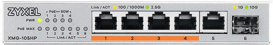 Коммутатор Zyxel XMG-105HP-EU0101F 5x2.5Гбит/с 1SFP+ 4PoE++ 70W неуправляемый фото 2