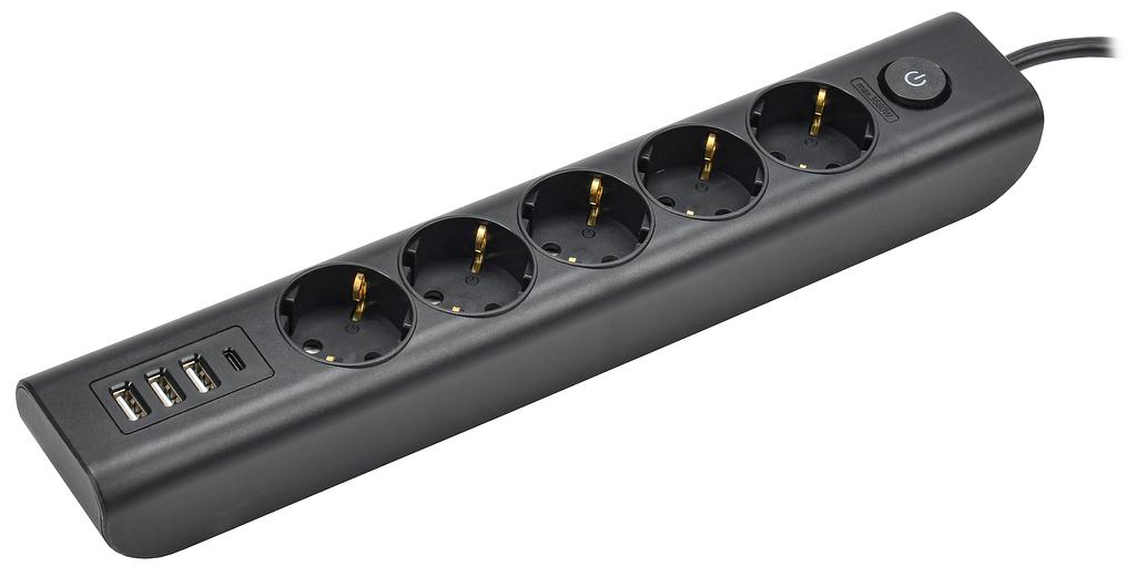 Iek WYP12-16-05-02-ZKU-K02 MODERN Удлинитель У05В с/з 2м 3х1мм2 16А/250В USB х4 черный фото 1