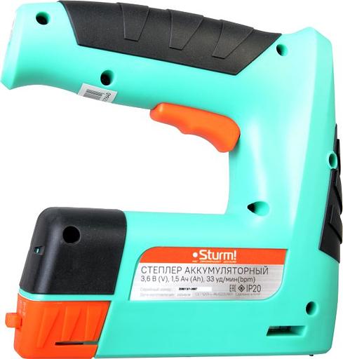 Степлер аккумуляторный Sturm! CET1201 скобы тип 53: 11.4мм 4-10мм гвозди тип 47: 14мм фото 2