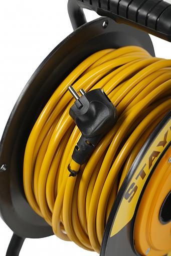 Удлинитель силовой Stayer 55070-30 2x2.5кв.мм 4розет. 30м ПВС 10A катушка желтый фото 5