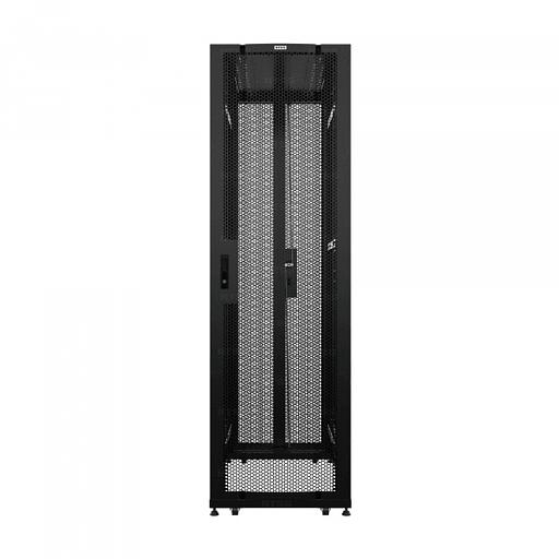 Шкаф напольный серверный NTSS ПРОЦОД DS 42U 800х1070мм, двойные боковые стенки,панель потолка с щеточными вводами, двери перфорированная и перфорированнаядвухстворчатая, без панели пола, регулируемые опоры, ролики, черный RAL 9005 фото 3
