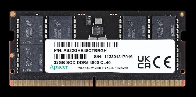 Оперативная память Apacer DDR5 32GB 4800MHz SO-DIMM (PC5-38400) CL40 1.1V (Retail) 2048*8 3 years (AS32GHB48CTBBGH/FS.32G2A.PTH) (AS32GHB48CTBBGH) фото 1