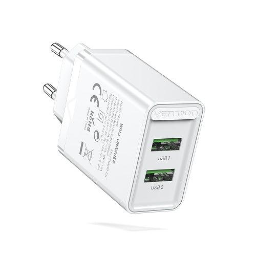 Сетевое зарядное устройство Vention на 2 порта USB (A+A) QC 3.0 Белый Vention FBAW0-EU фото 2