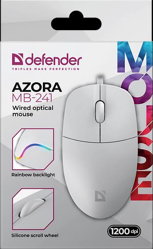 Defender Проводная оптическая мышь Azora MB-241 белый,3D,1200dpi,1,8м Defender 52242 фото 4