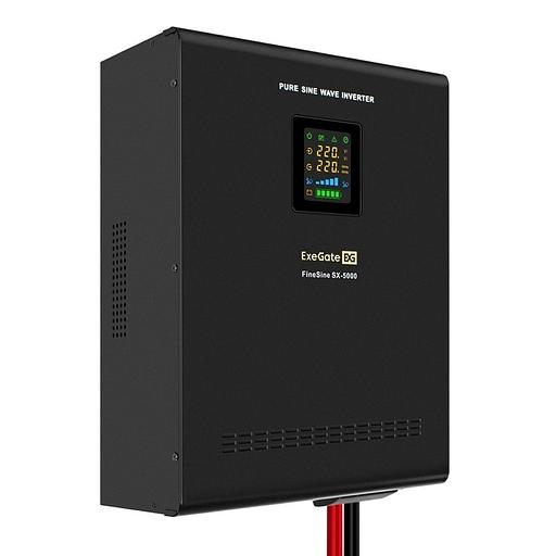 Exegate EX296004RUS ИБП (инвертор, синус, для котла) настенный ExeGate FineSine SX-5000.LCD.AVR.2SH.T <5000VA/3500W, чистая синусоида, цветной LCD-дисплей, AVR, 2*Schuko + клеммы, линейно-интерактивны фото 1