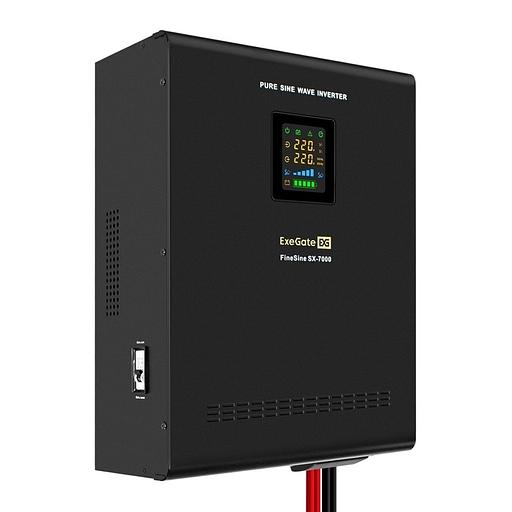 Exegate EX296005RUS ИБП (инвертор, синус, для котла) настенный ExeGate FineSine SX-7000.LCD.AVR.2SH.T <7000VA/5000W, чистая синусоида, цветной LCD-дисплей, AVR, 2*Schuko + клеммы, линейно-интерактивны фото 1