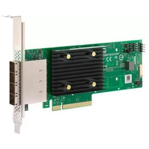 Контроллер SAS LSI 9500-16e SGL (05-50075-00) PCIe Gen4 x8 LP, Tri-Mode SAS/SATA/NVMe 12G HBA, 16port(4*ext SFF8644), 3816 IOC фото 1