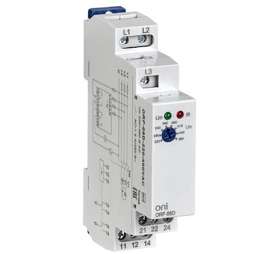 IEK ORF-08D-220-460VAC Реле фаз ORF-08D 3ф. 2 конт. 220-460В AC ONI фото 1