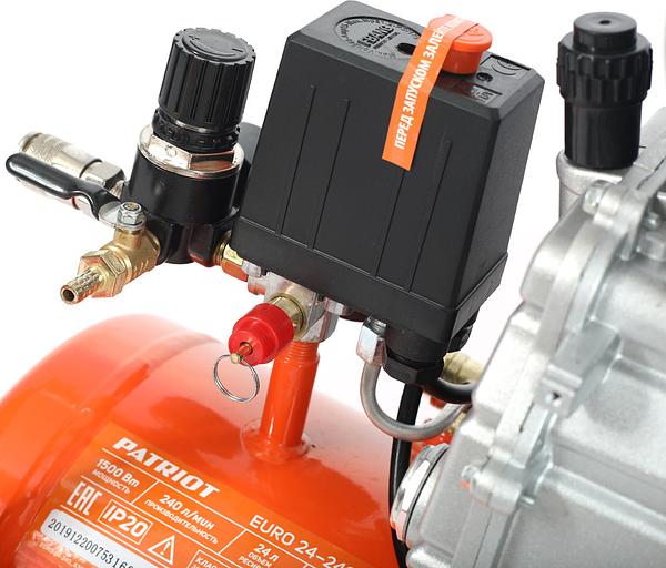 Компрессор поршневой Patriot Optima Euro 24-240K2 масляный 240л/мин 24л 1500Вт оранжевый/черный фото 7