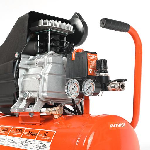 Компрессор поршневой Patriot Optima Euro 24-240K2 масляный 240л/мин 24л 1500Вт оранжевый/черный фото 8