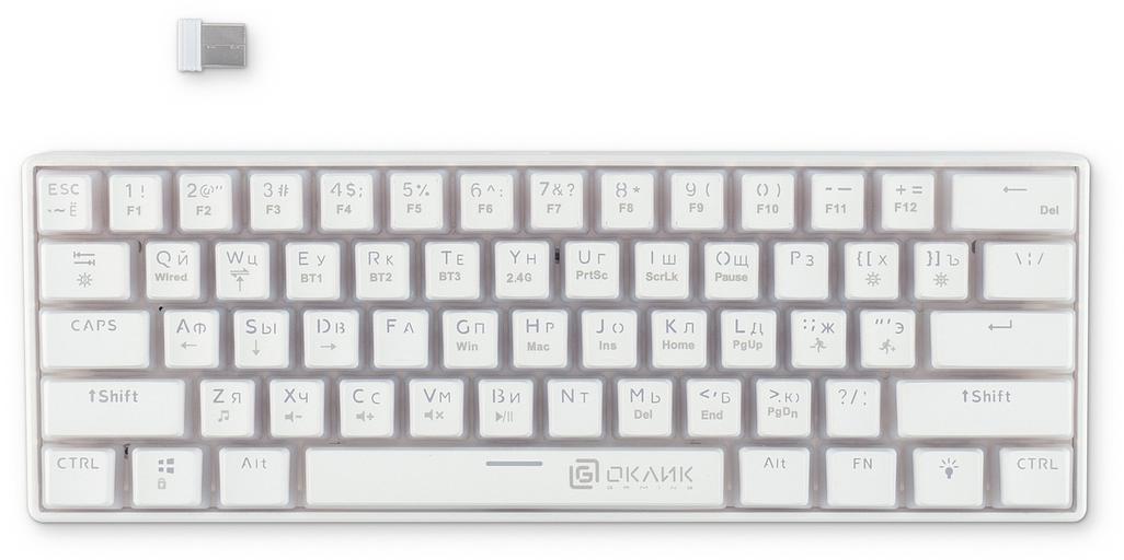 Клавиатура Оклик K763W механическая белый USB беспроводная BT/Radio Multimedia for gamer LED (1920562) фото 2