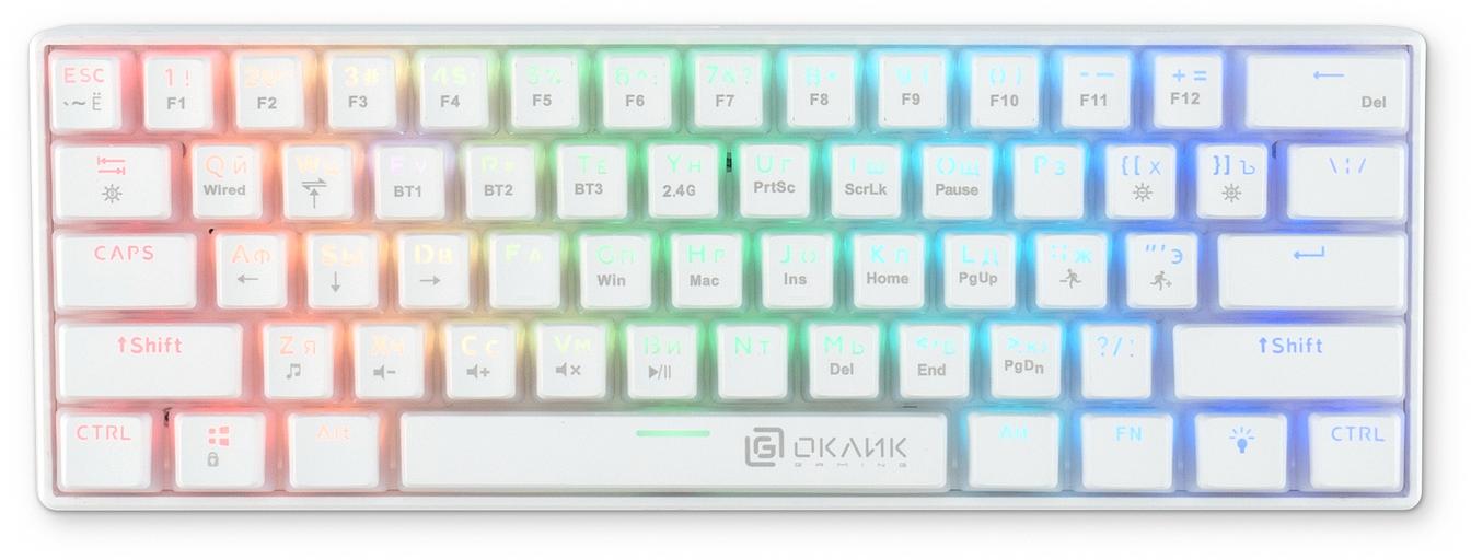 Клавиатура Оклик K763W механическая белый USB беспроводная BT/Radio Multimedia for gamer LED (1920562) фото 3
