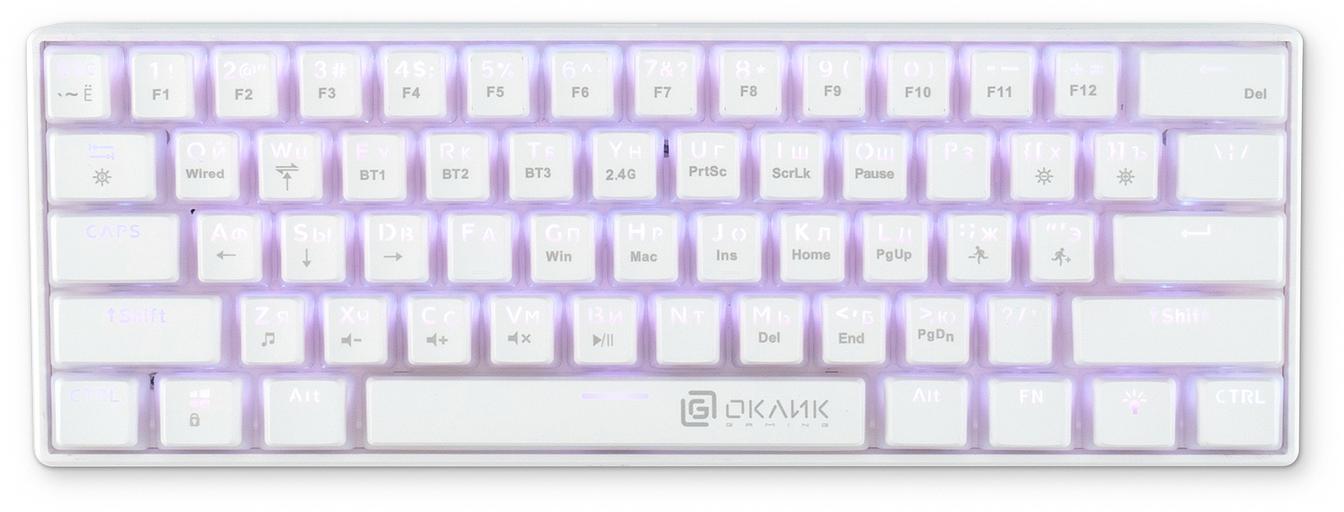Клавиатура Оклик K763W механическая белый USB беспроводная BT/Radio Multimedia for gamer LED (1920562) фото 8
