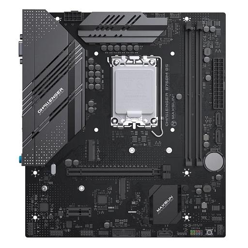 Материнская плата Maxsun Challenger B760M D5 LGA1700 B760 2*DDR5 1*PCIEx16/ 1*PCIEx1/ 2*M.2 Front2*USB3.2 Gen1/ 2*USB2.0 Rear4*USB3.2 Gen1/ 2*USB2.0 3*SATA3 1G VGA+HDMI M-ATX RTL фото 1