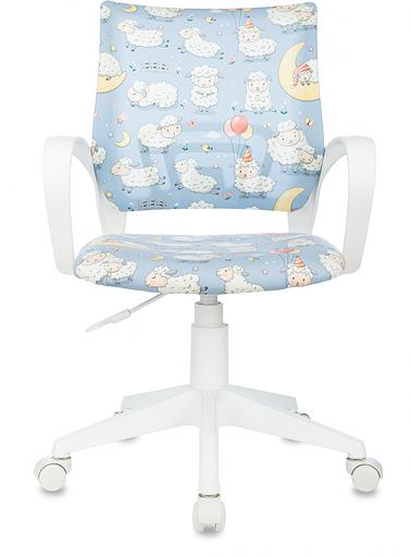 Кресло детское Бюрократ Burokids 1 W голубой овечки крестов. пластик пластик белый фото 2