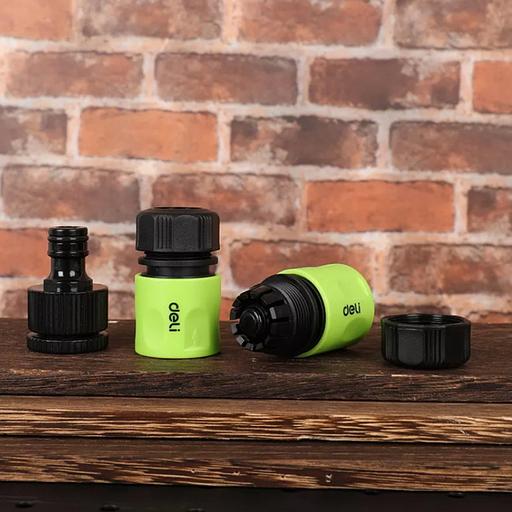 Набор соединителей для поливочных шлангов 3 шт 1/2" Deli DL8799 1/2" быстросъемный коннектор с аквастопом, 1/2" быстросъемный коннектор, штуцер 1/2"-3/4", ударопрочный пластик фото 4